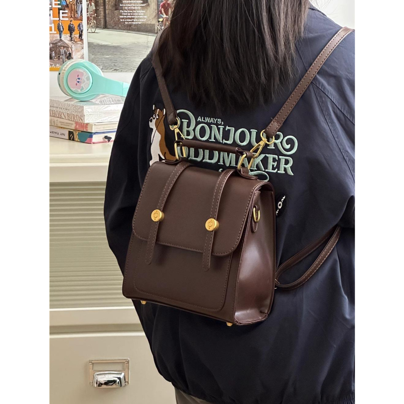 Dropshipping Vintage Backpack 2024 New Trendy Student Backpack School Bag Portable Travel Bag College Student Commuting