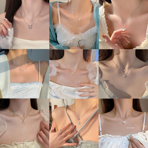 Korean style niche design high-end necklace jewelry for women versatile internet celebrity light luxury temperament titanium steel clavicle chain wholesale
