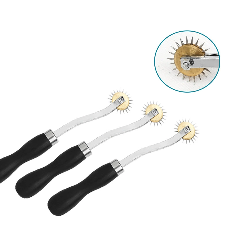 Черная деревянная ручка ролик стальной зубчатый скрайбинг колесо портное отслеживание позиционирования Scriber позиционирование разметчик для кожи