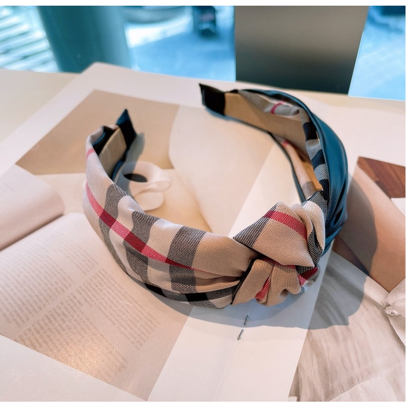 120g Weight Headwear Classification Festival Occasion Bow Knot Pattern Women'S Gender Retro Style Retro Lattice Double-layer Bow Twisted Headband 26