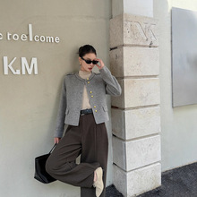 气质小香风肩章短款双面羊绒大衣女冬新款时尚小个子洋气毛呢外套