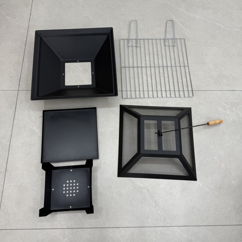 Tres en uno de comercio exterior brasero Parrilla de barbacoa cuadrada con barbec