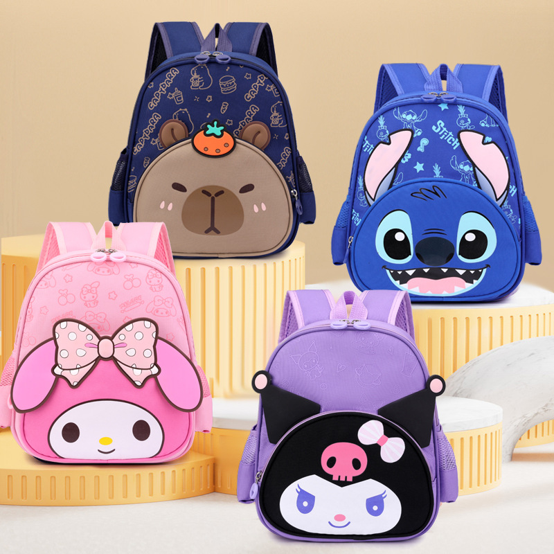 Foreign Trade Kidsren's Schoolbags Wholesale 3-5 Years Old Cute Baby Kuromi Cartoon Kindergarten Backpack Ultra-Light Weight Reduction