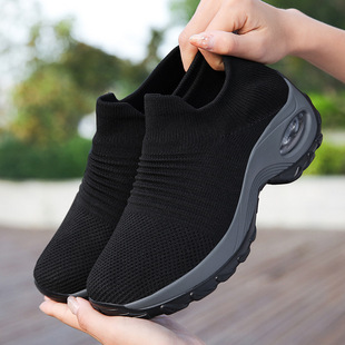 Cross-Border Hot Style Large Size Women's Shoes Air Cushion Fly Woven Casual Shoes Slip-On Shoes Fashion Rocking Shoes Quanzhou Sports Shoes