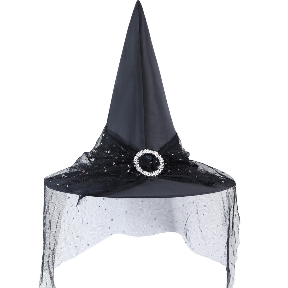Sombreros de Halloween transfronterizos brujas accesorios de decoración para adultos niños cosplay brujas tocado de malla poliéster