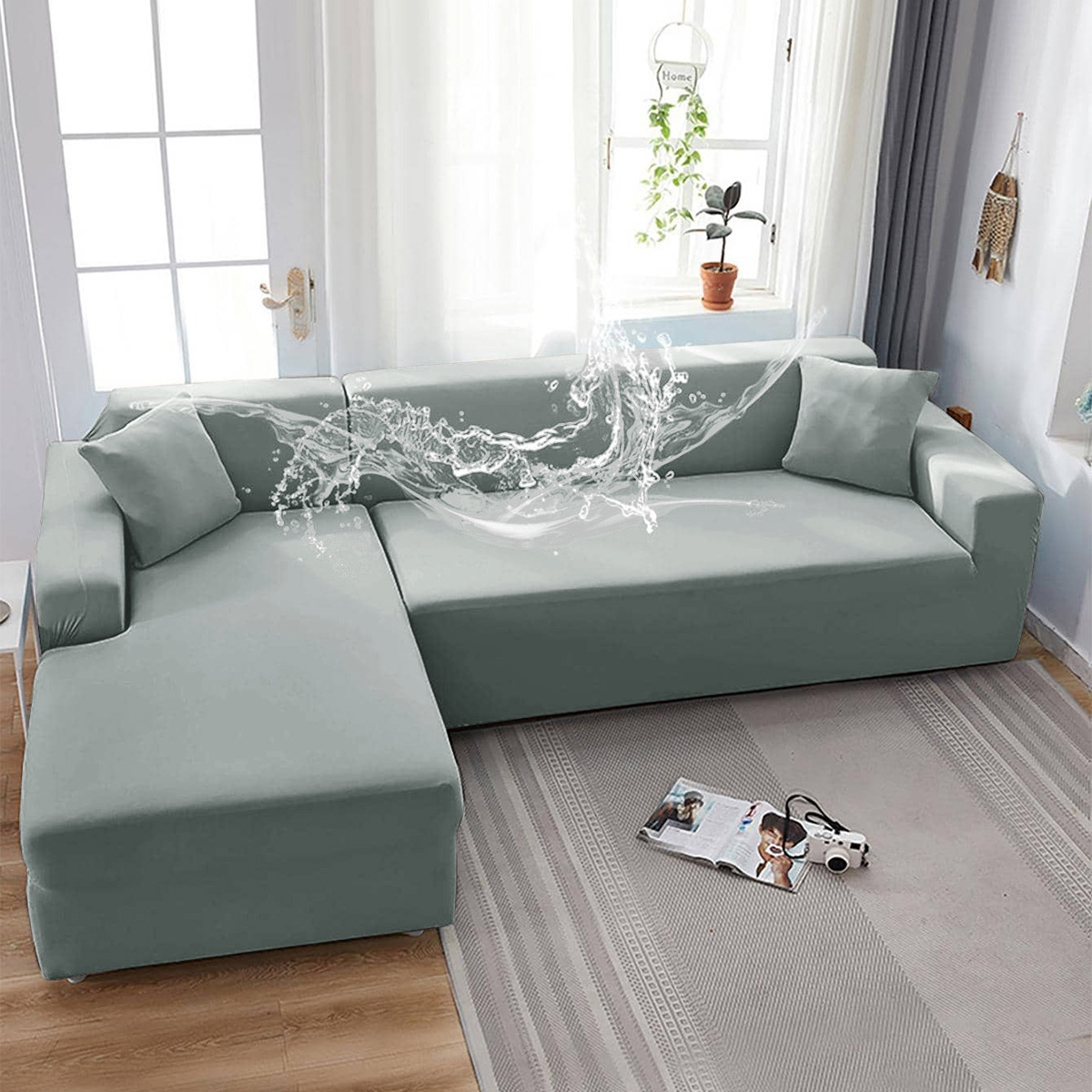 SHEIN en stock sofá cubierta de seda de leche resistente al agua sofá cubierta de sofá de color sólido universal cubierta de sofá