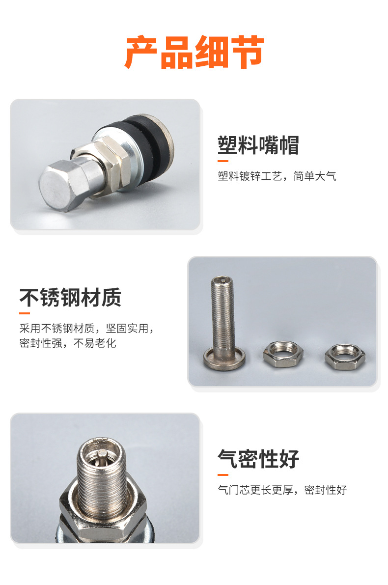 Mike's Stainless Steel Valve Stem Is Made of Alloy Material, Sturdy and Durable, Explosion-Proof Tire Valve with Core for Vacuum Tires