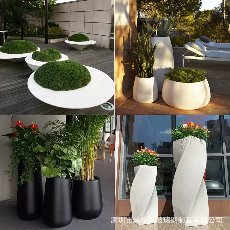 创意玻璃钢花盆组合花盆定制室内外广场商场酒店景观美陈花坛花箱