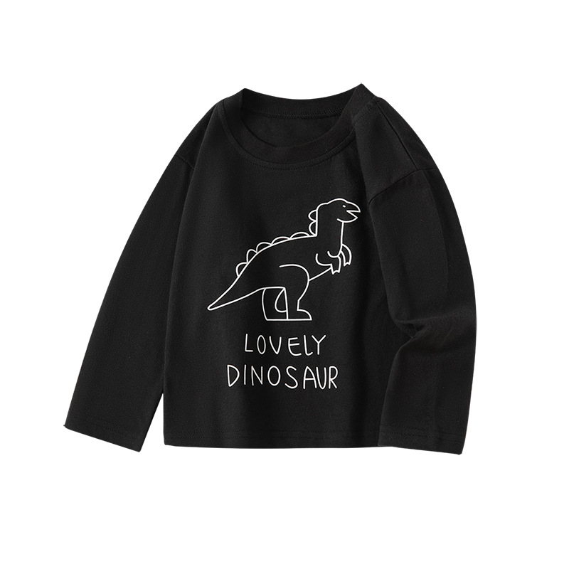 2024 moda coreana ropa infantil otoño nuevo niño camiseta de manga larga dinosaurio niño camiseta base ropa de bebé al por mayor