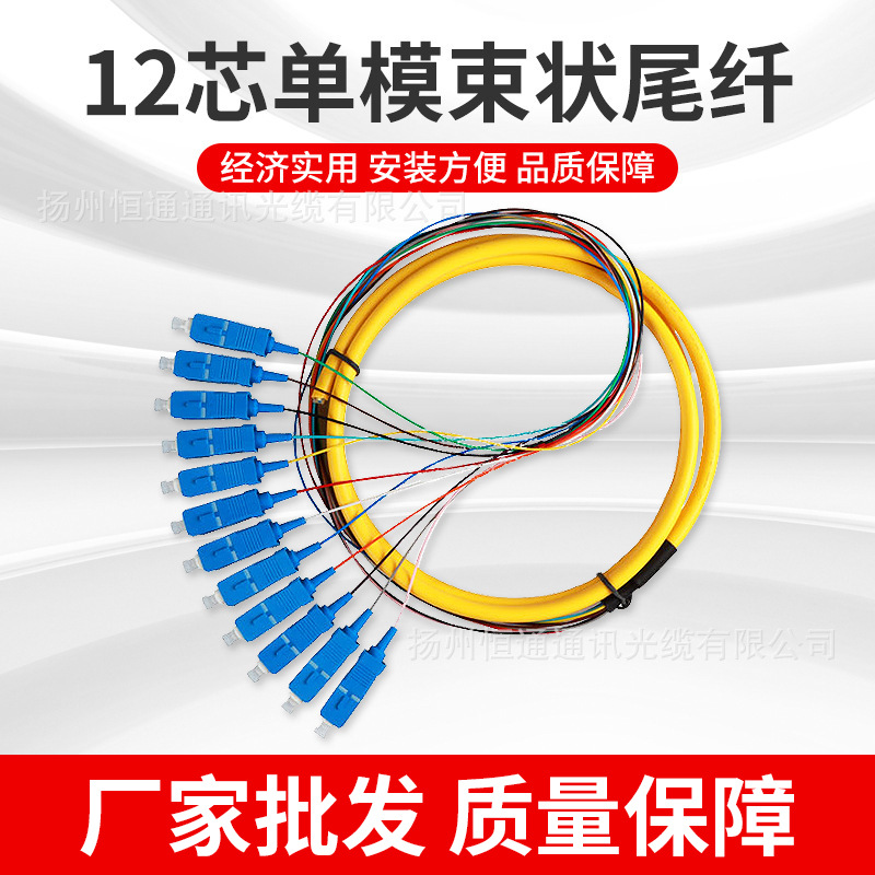 厂家批发12芯束状尾纤SC方头/FC圆头单模光纤跳线电信级束装尾纤