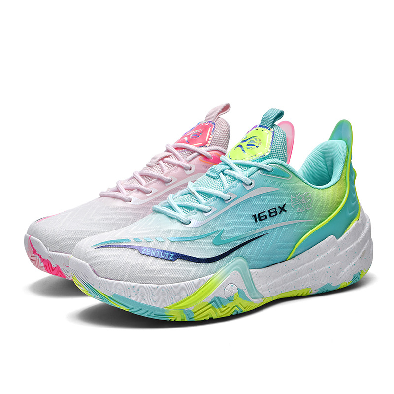 Primavera de moda nuevo tipo de zapatos de baloncesto Duan Duan para hombres mallas respirables zapatos de alta altura antideslizantes fricción sonido