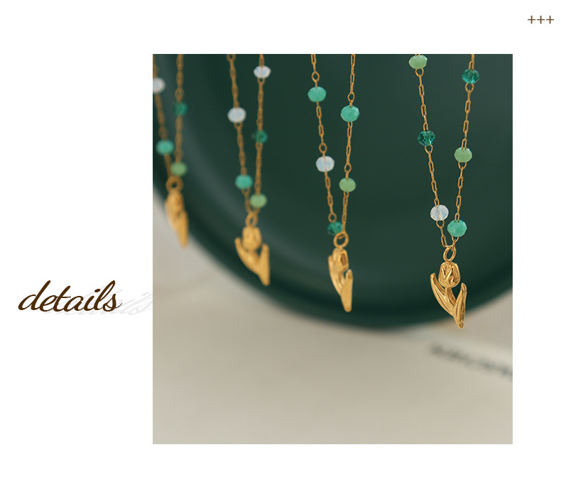 304 Stainless Steel Material PVD Coated Real Gold Plated 18K Gold Flower 304 Stainless Steel Simple Style Waterproof Non Tarnish 304 Stainless Steel Necklace