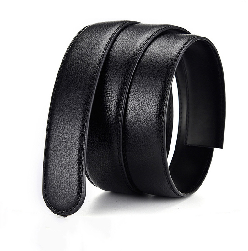 Men's Belt Non-Buckle Belt Leather Automatic Buckle Business Youth Middle-Aged Belt Non-Buckle Belt Casual Leather Belt