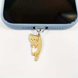 亚马逊吊坠猫咪日系合金手机防尘塞充电塞耳机孔吊坠手机通用情侣