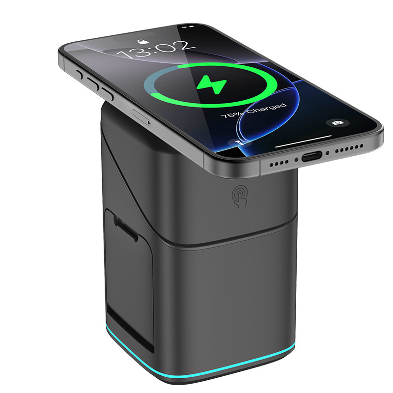 新型qi2認証スリーインワンマグセーフ無線充電電動回転はアップルの腕時計の携帯電話の耳に適しています。|undefined