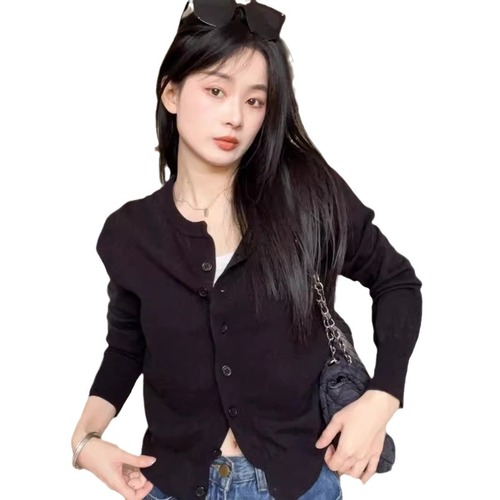 Women's Loose Fit Long Sleeve Knitted Cardigan Sweater, Casual and Versatile Outerwear Top, Thin and Luxurious