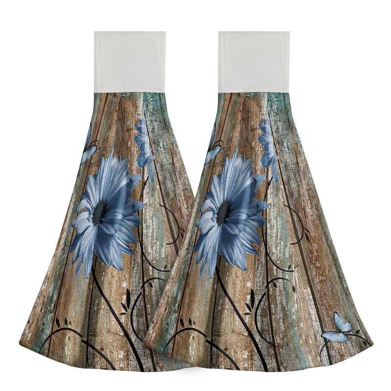 Vintage Daisy Blue Kitchen Bathroom Toilet Absorbent Towel Towel Bath Towel Dishwashing Cloth Hanging Decoration