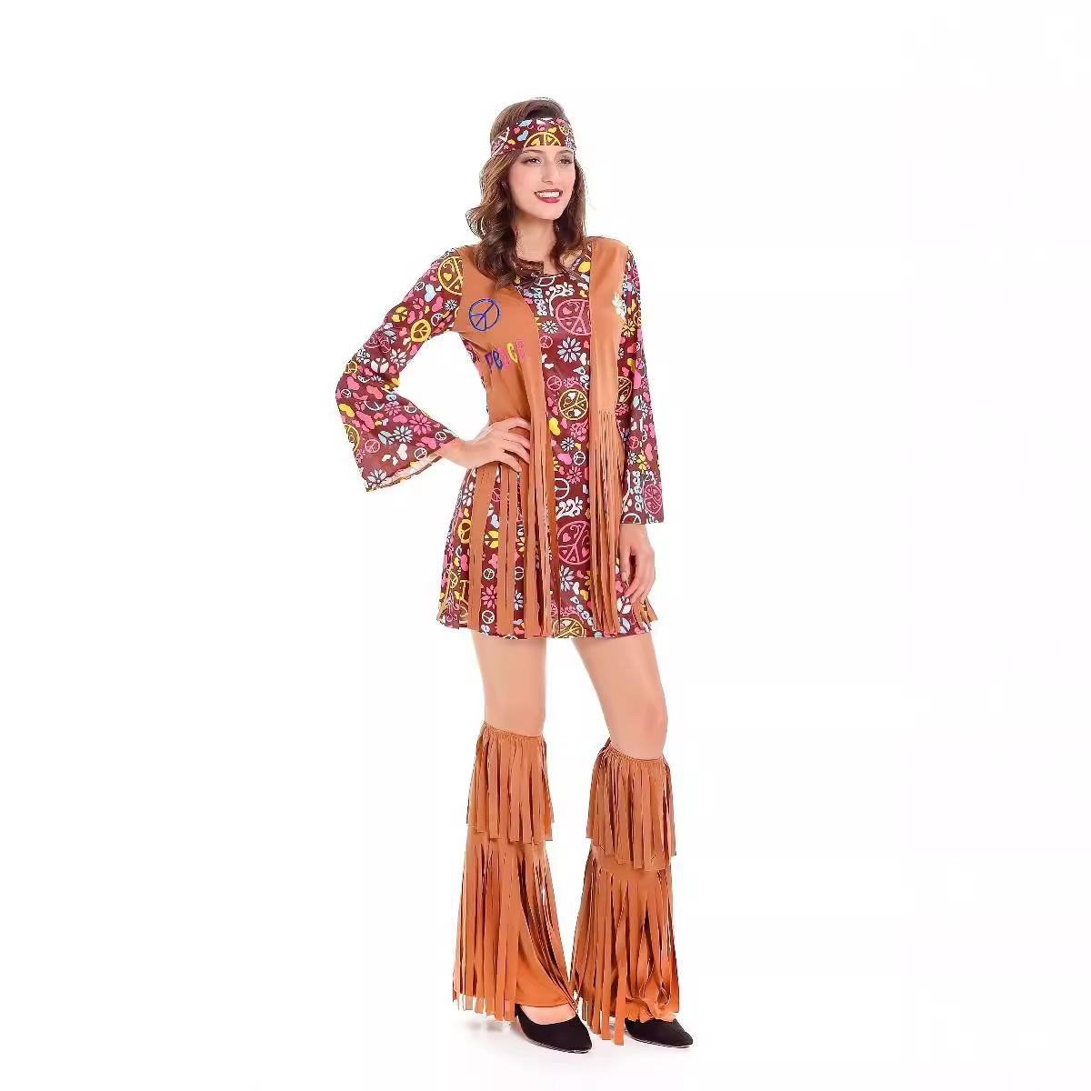 2025年女式流苏嬉皮士服装 复古hippie派对演出服万圣节阿拉伯服