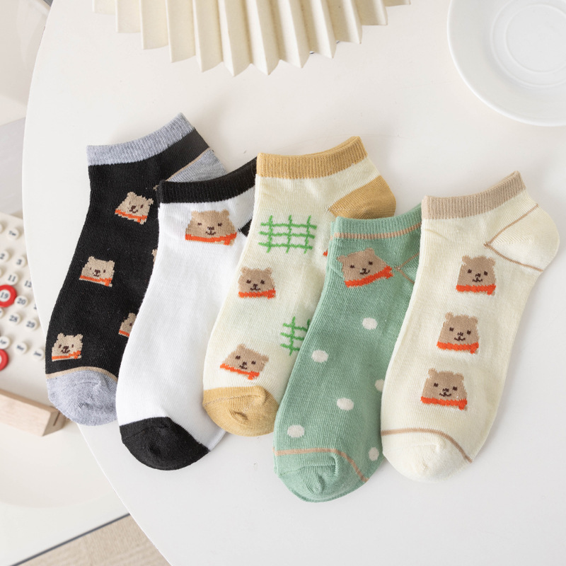 Calcetines de algodón casuales de boca de burbuja de encaje lindo japonés Calcetines de puesto directo de fábrica de verano bajo para mujer