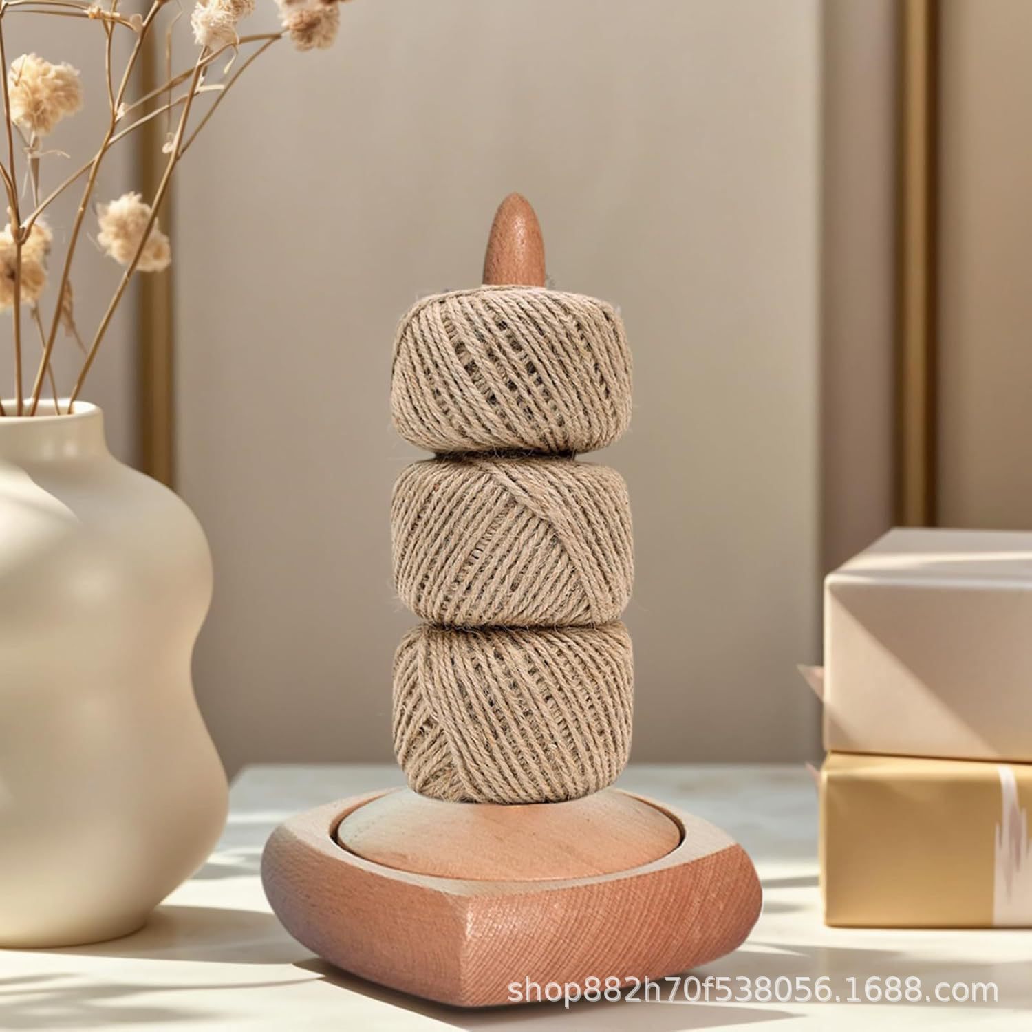 木质毛线轴转款毛线轴放线架家用提花钩编实木质编制工具