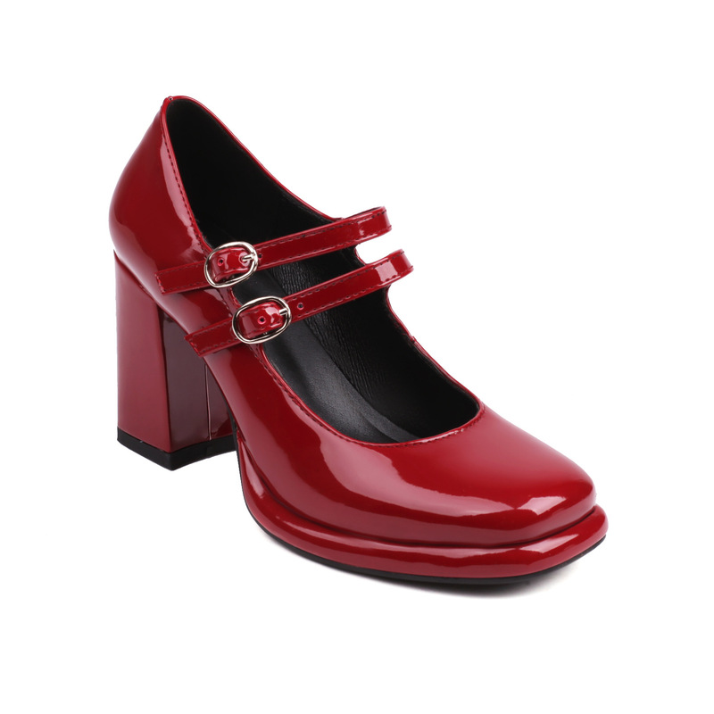 2023 Spring New Style Round-Toe Chunky Heel Buckle Women's Shoes 36-43 Multi-Color Women's High-Heeled Shoes Pu Export Model 2023 Spring New Style Round-Toe Chunky Heel Buckle Women's Shoes 36-43 Multi-Color Women's High-Heeled Shoes Pu Export Model
