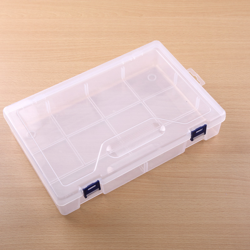玩具零件双扣空盒元件工具盒透明有盖塑料大号加厚无格收纳储物