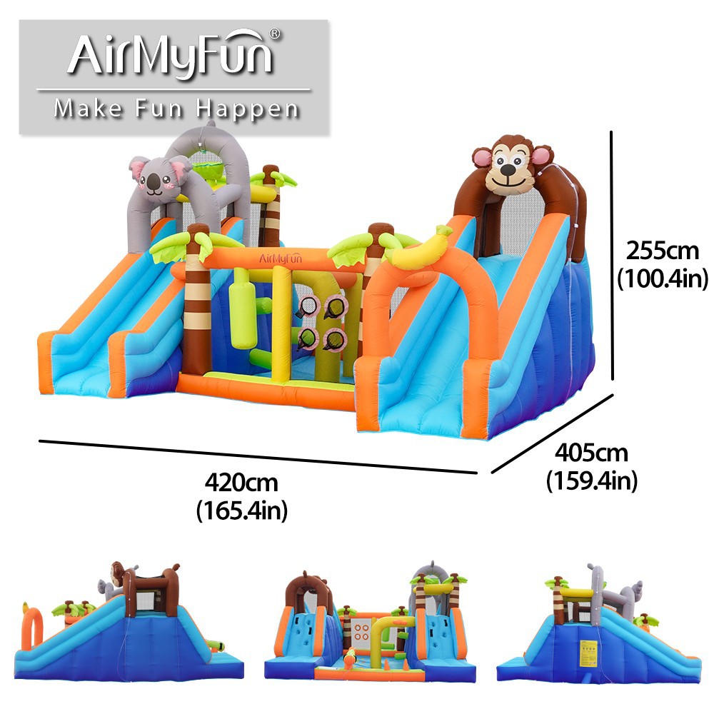 Castillo inflado de doble tobogan para niños caseros rociadores de agua cama de salto tobogan inflado antideslizante castillo de agua de juego
