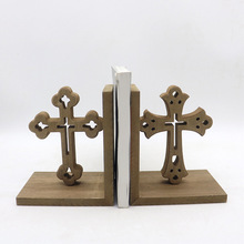 十字架镂空木制工艺品书立家居办公桌书桌书靠书挡木质工艺品书立