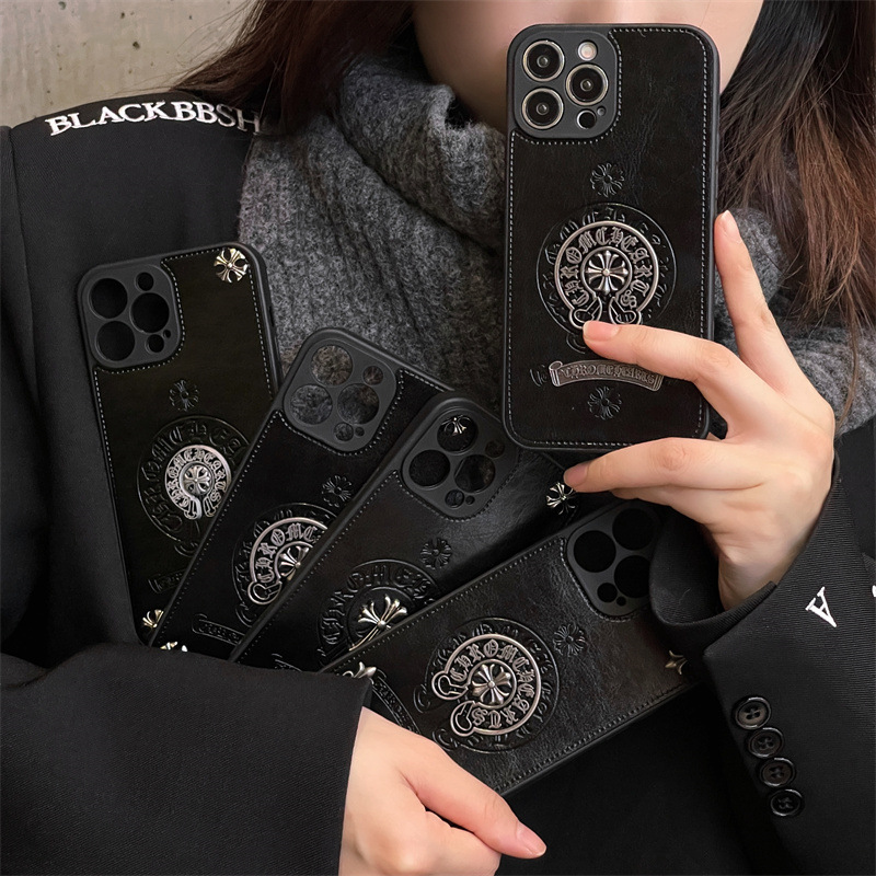 16 Trendy Cro Heart Leather Phone Case for iphone15Pro Max Jacket Cross 13 Case 14