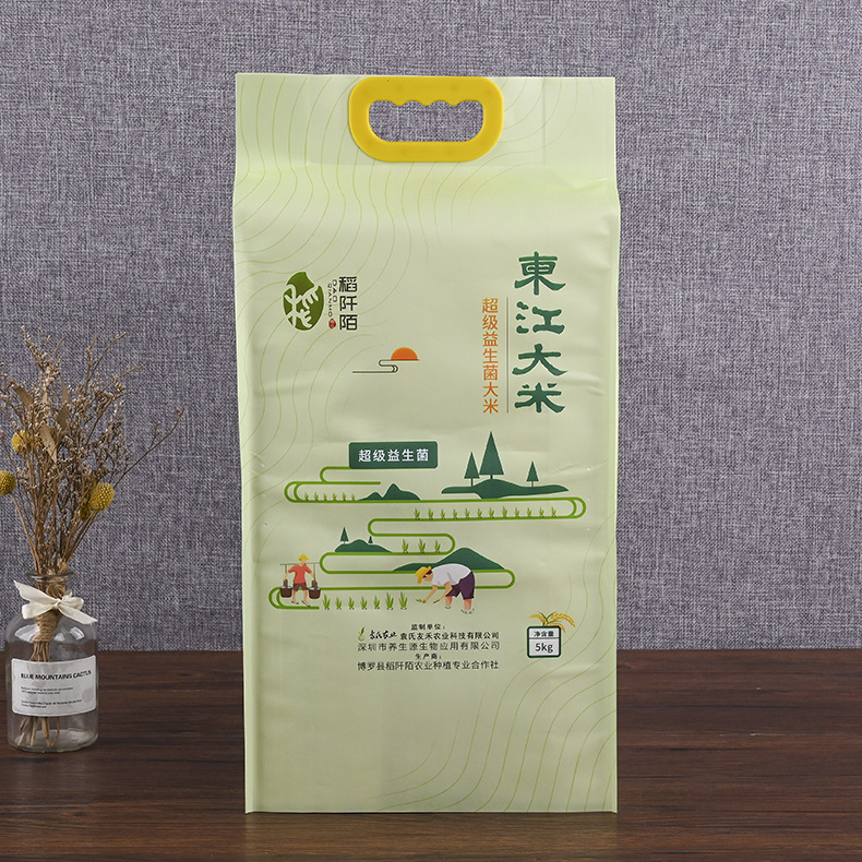 批发创意印花手提大米包装袋彩印大米编织袋八边封真空食品杂粮袋