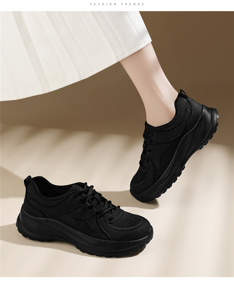 Giày sneaker nữ đế dày tăng chiều cao lưới thoáng khí mùa hè 2025 — Da đen 7147, màu be 7147 chi tiết 6