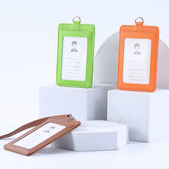 Customized Work ID Card Holder Student Bus Card Protective Case One-Sided Transparent Employee ID Badge with Lanyard Wholesale