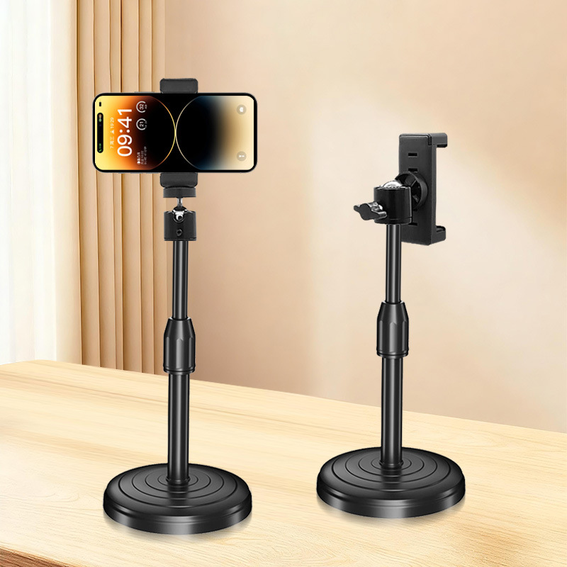 手机直播支架便携式桌面自由伸缩升降俯拍支撑架万向云台圆盘支架