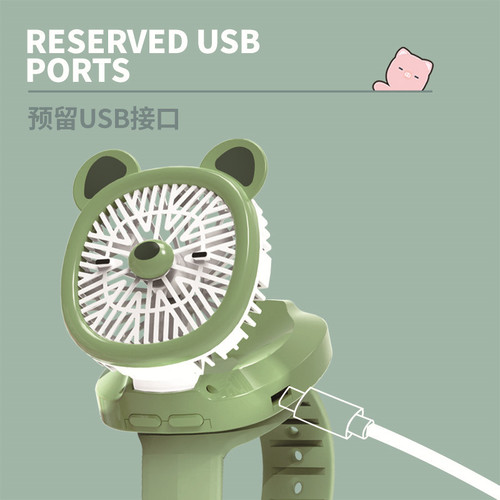 2024 New Model Watch Fan USB Charging Student Mini Portable Handheld Wrist Strap Cartoon Fan