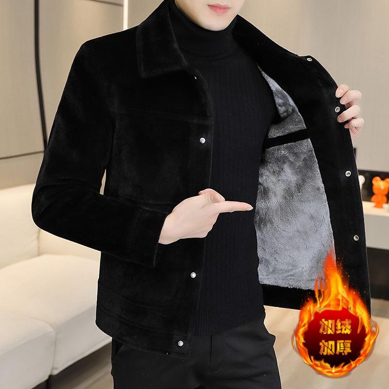 2422 Style Silver Velvet and Fur Jacket for Men, One-Piece Wholesale, Casual and Versatile