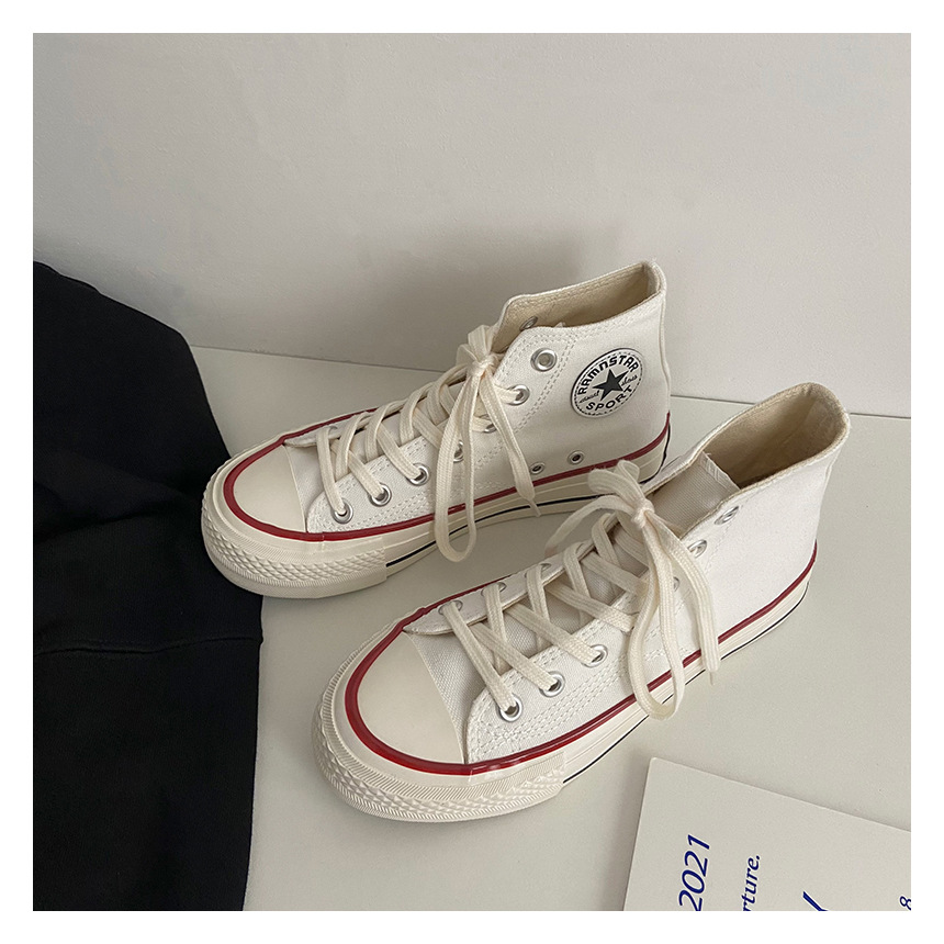 High-Top-Schuhe mit dicken Sohlen, klassische Canvas-Schuhe für Damen, Ulzzang Hong Kong-Stil, vielseitige 2022 neue koreanische Version von Schuhen_voghion.com