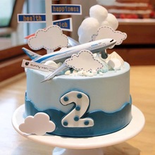 合金回力客机战斗机塑料飞机儿童男孩生日蛋糕甜品台装饰摆件模型