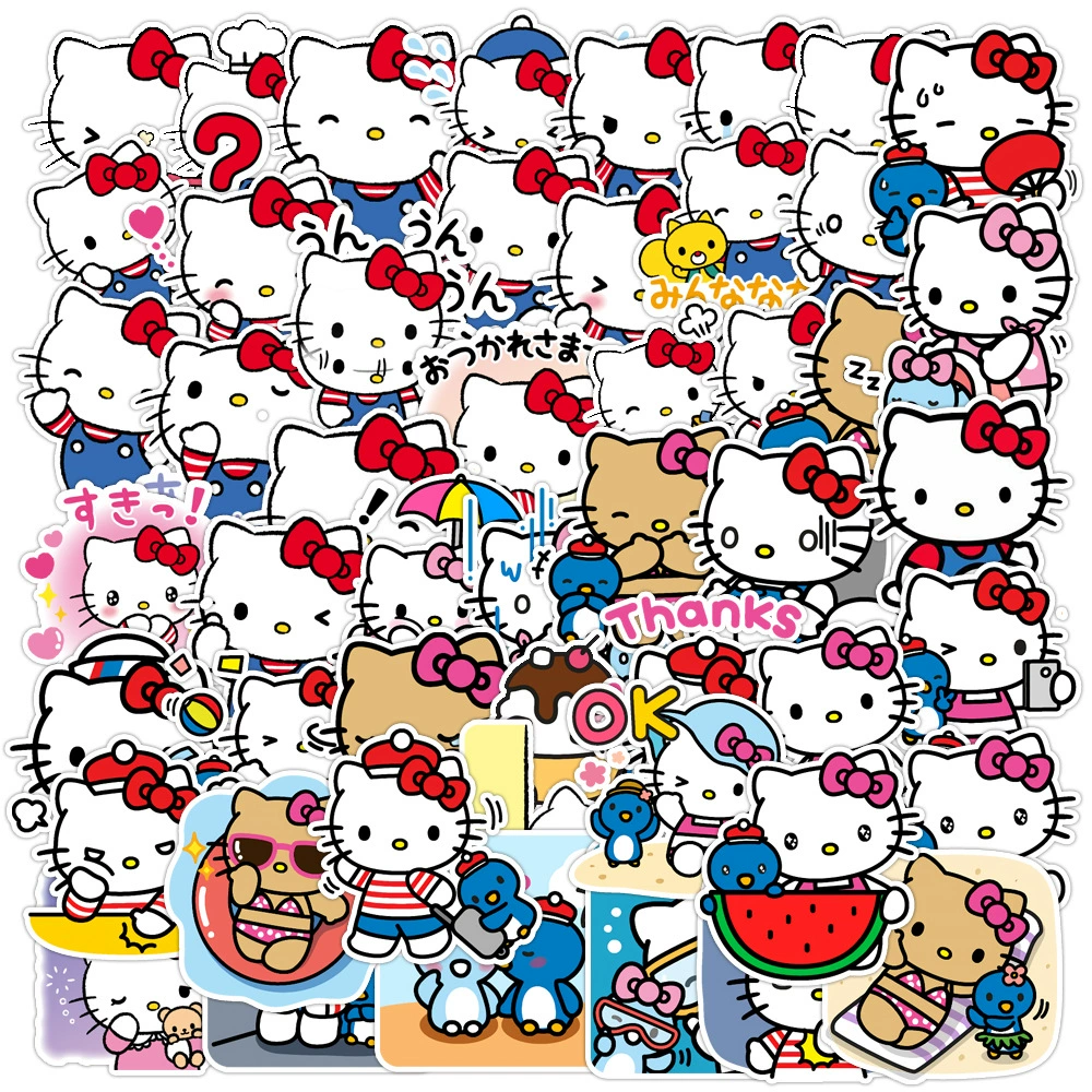 Hello Kitty, отражающая милые мультяшные детские водонепроницаемые наклейки, канцтовары, мобильный телефон, чемодан, скейтборд