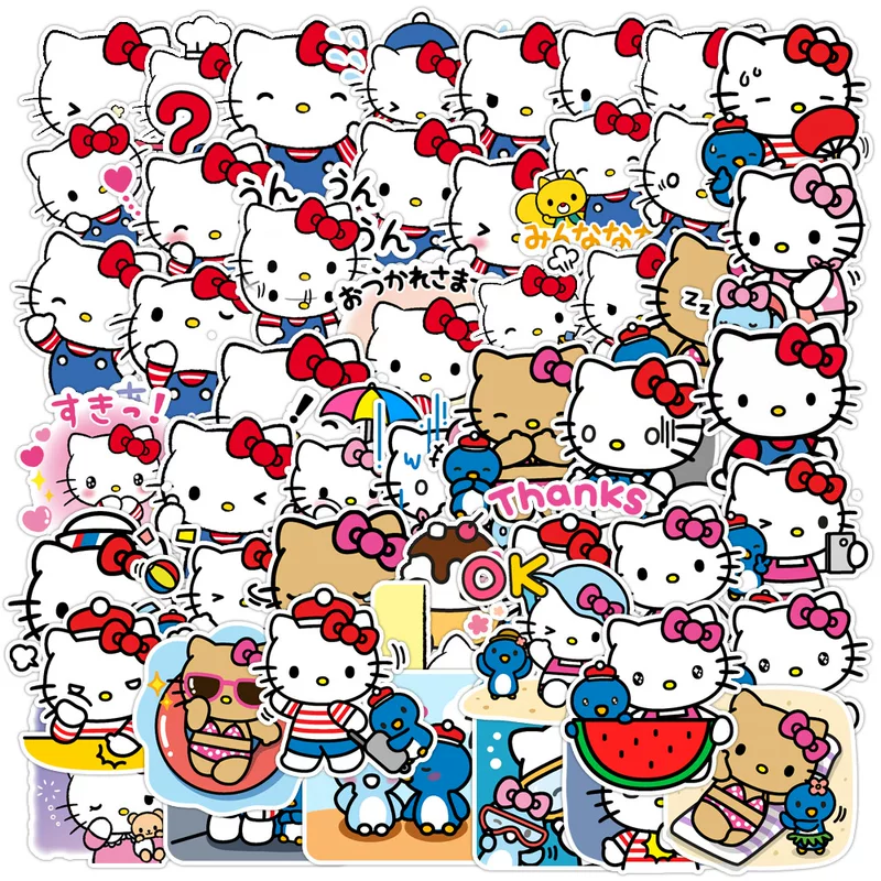 Hello Kitty, отражающая милые мультяшные детские водонепроницаемые наклейки, канцтовары, мобильный телефон, чемодан, скейтборд
