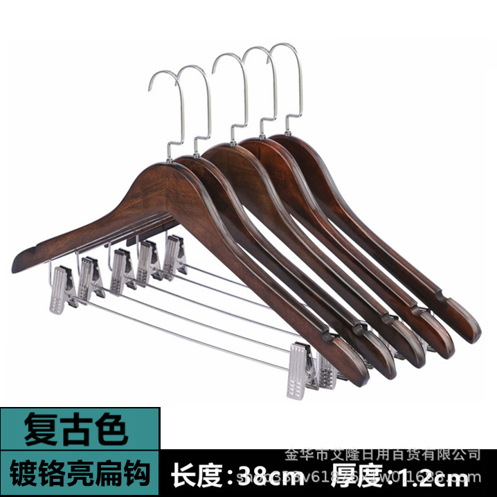 Madera maciza B clip pantalones de rack clip hotel tienda de ropa traje percha de ropa percha de madera al por mayor