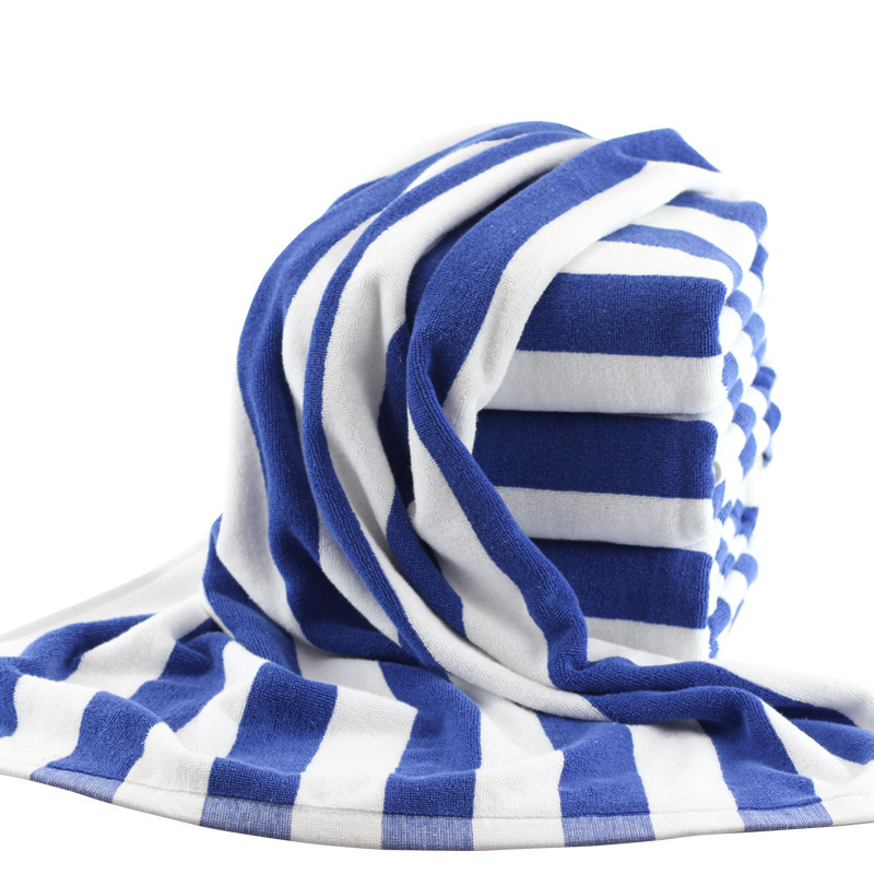 Cotton yarn-dyed jacquard beach bath towel custom 75*152 blue and white striped swimming large towel foreign trade gift bath towel Cotton yarn-dyed jacquard beach bath towel custom 75*152 blue and white striped swimming large towel foreign trade gift bath towel