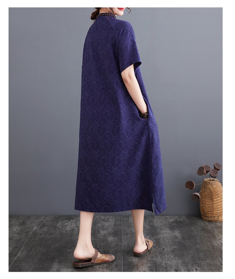 Plus-size Linen Muslim Dress With Button-up Detail And Vintage Style_voghion.com