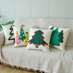 新しいクリスマスのベルベット刺繍クリスマスツリー抱き枕カバーリビングソファクッションベッドクッションクリスマス装飾