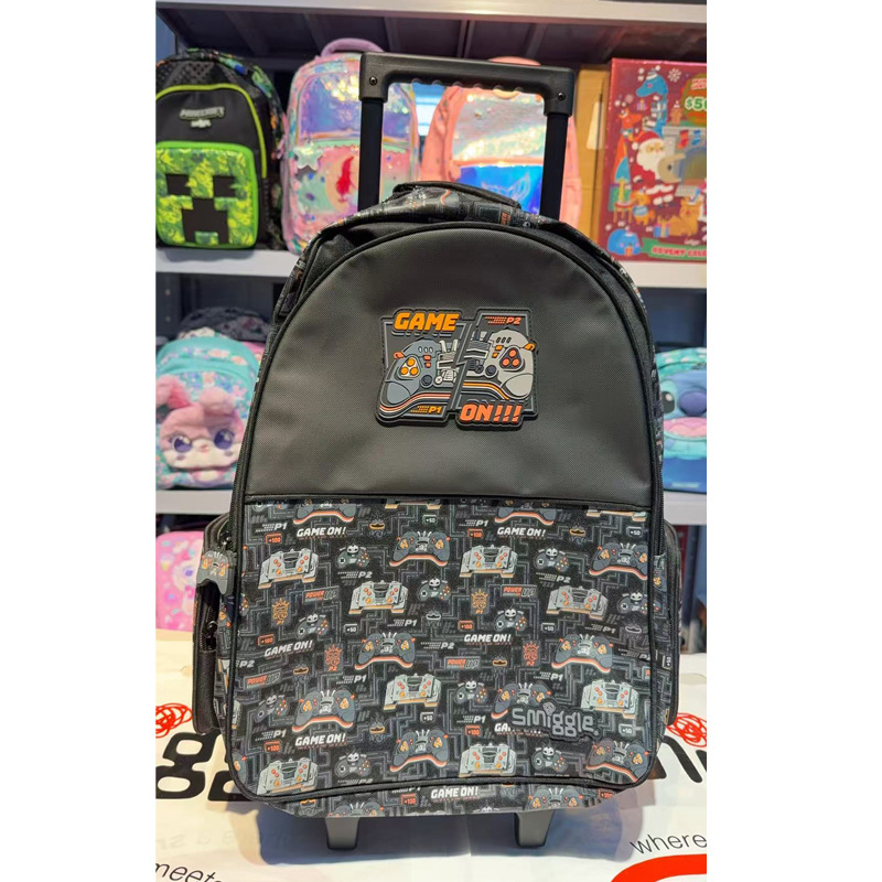 Cadena dedicada mochila escolar australiana smiggle trolley mochila escolar de remolcador de dibujos animados de gran capacidad mochila para estudiantes de primaria y secundaria