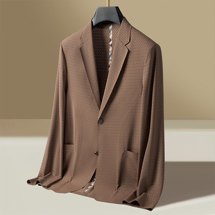 plus size Ice Silk Casual Suit Men's Summer Loose Stretch Single Western Top 2025 Spring Thin Two-Button Suit