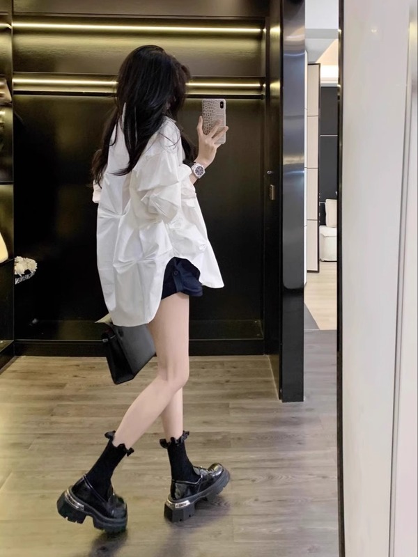 白色衬衫早秋新款女装小众设计感法式宽松休闲衬衣外套高档休闲装|undefined