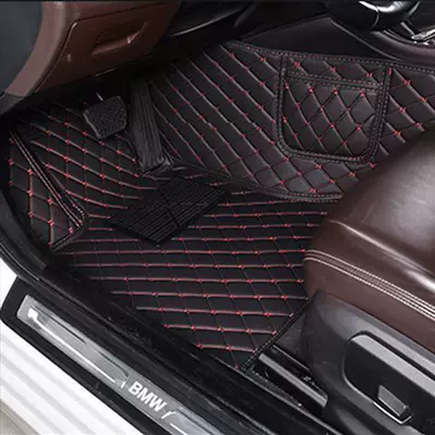 Car floor mat, main cab, single piece, double-layer wire ring, fully surrounds the front and passenger seats, and the rear special floor mat is large (Modelə uyğun ayaqaltı) - single-layer-main-driving-black-red-line