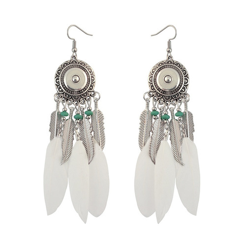 Euramerican Long Feather Earrings with Cross-border Retro Personality Handmade Leaf and Tassel Earrings for Travel Photography, Dropshipping One Piece