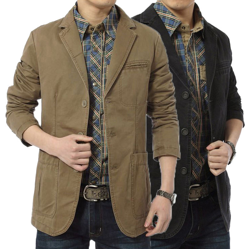 Cross-Border Exclusive Spring and Autumn Popular Cotton Men's Casual Blazer Men's Fashion Trendy Small Blazer Jacket Men
