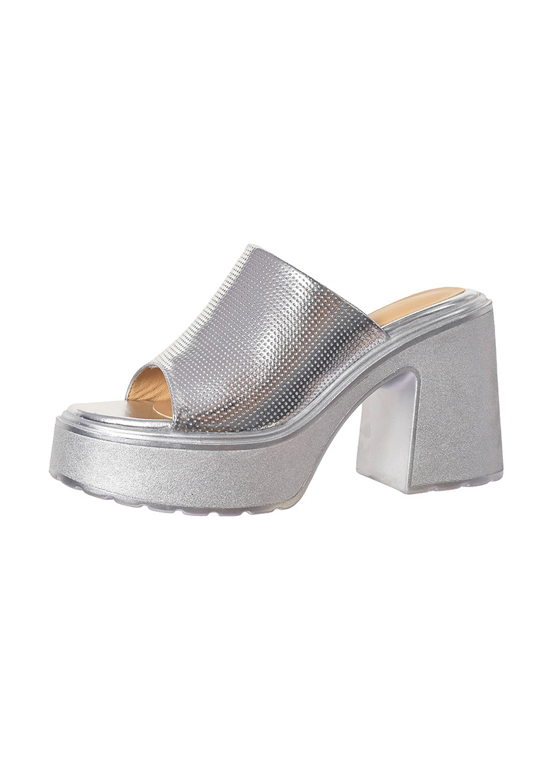 Sandal cao gót nữ hở mũi quai ngang đế xuồng gót vuông 9 cm — màu đen, màu vàng, bạc chi tiết 21